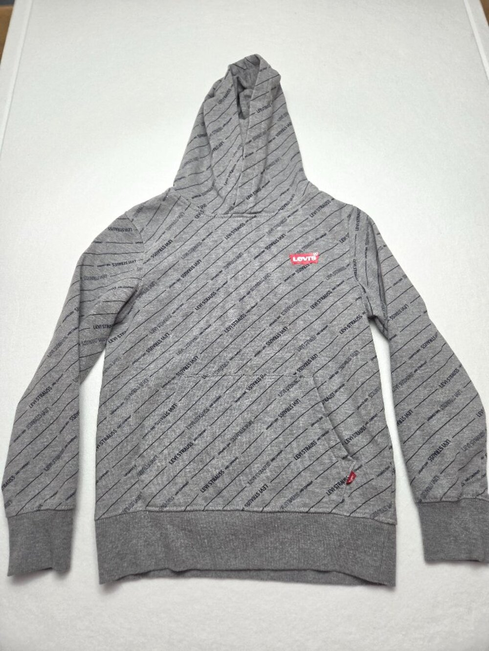 Levi's Boys Gray Allover Logo Print Pullover Hoodie Size 7/8